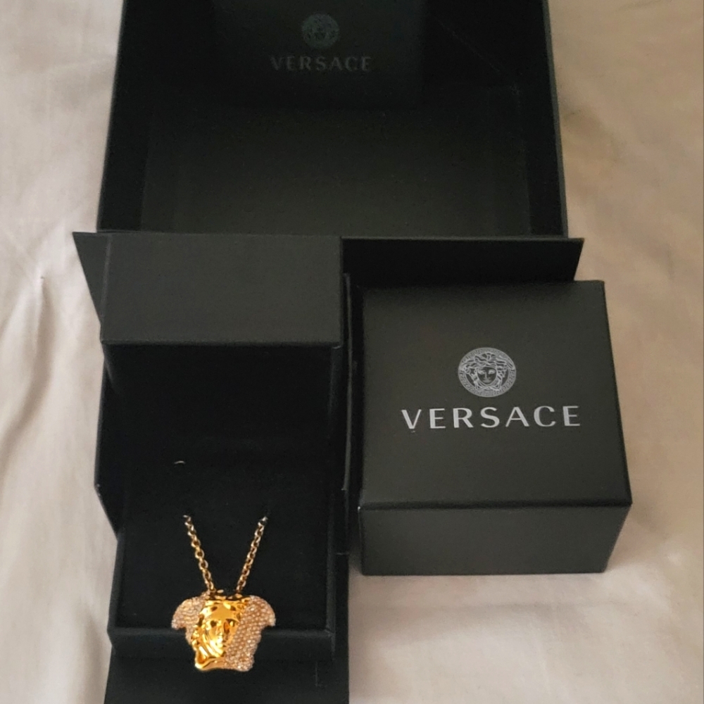 Versace Palazzo Dia Crystal Pendant Necklace